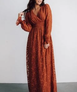 BB Custom Dresses Bridget Textured Maxi Dress | Rust