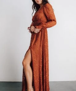 BB Custom Dresses Bridget Textured Maxi Dress | Rust