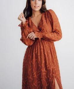 BB Custom Dresses Bridget Textured Maxi Dress | Rust