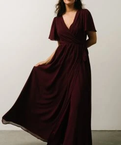 Soi Brighton Wrap Maxi Dress | Burgundy Dresses