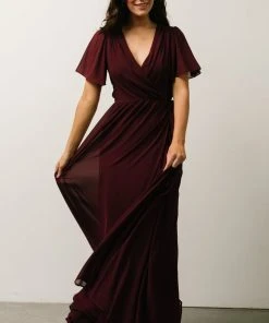 Soi Brighton Wrap Maxi Dress | Burgundy Dresses