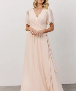 Soi Brighton Wrap Maxi Dress | Light Peach Dresses