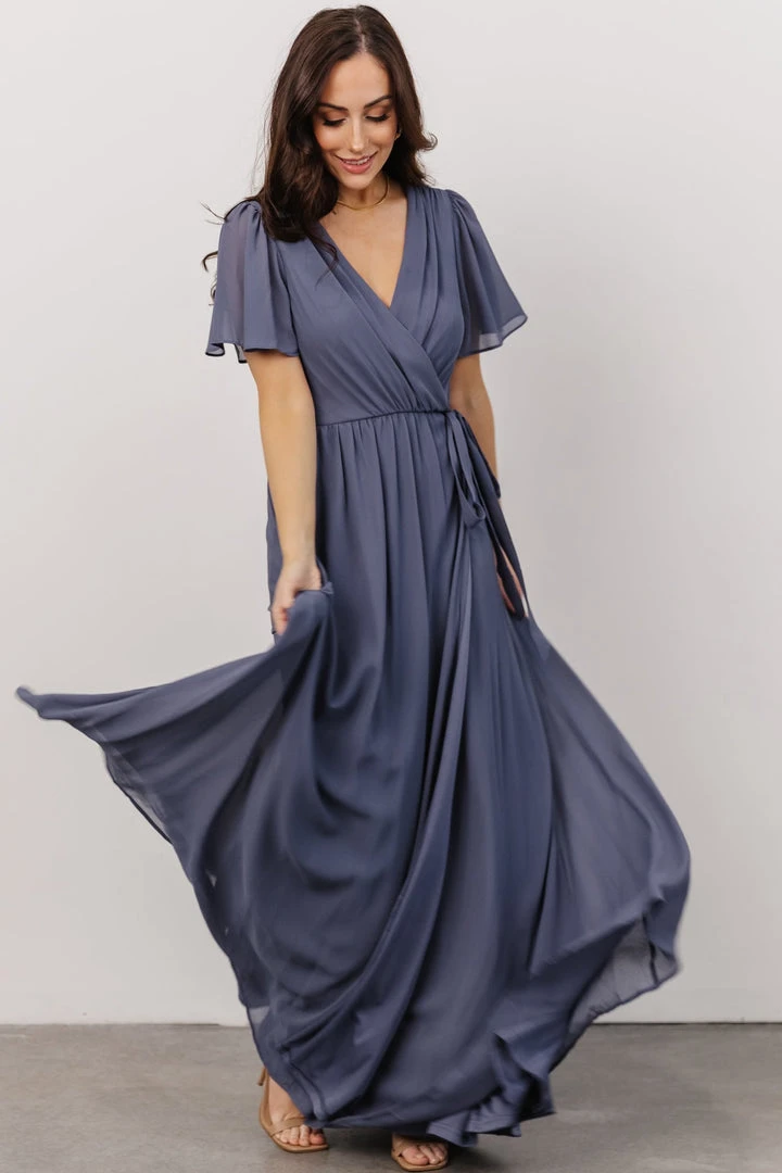Soi Dresses Brighton Wrap Maxi Dress | Slate Blue Soi Dresses Brighton Wrap Maxi Dress | Slate Blue