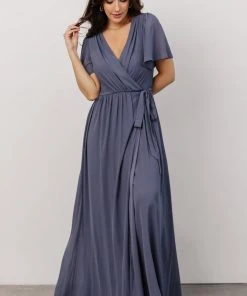 Soi Dresses Brighton Wrap Maxi Dress | Slate Blue