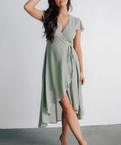 Soi Dresses Bristol Midi Wrap Dress | Sage