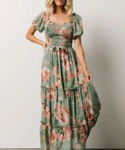 FT Britney Tiered Maxi Dress | Sage Multi Floral Dresses