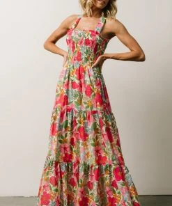 FT Dresses Britt Maxi Dress | Pink + Green Floral Print 14 FT Dresses Britt Maxi Dress | Pink + Green Floral Print