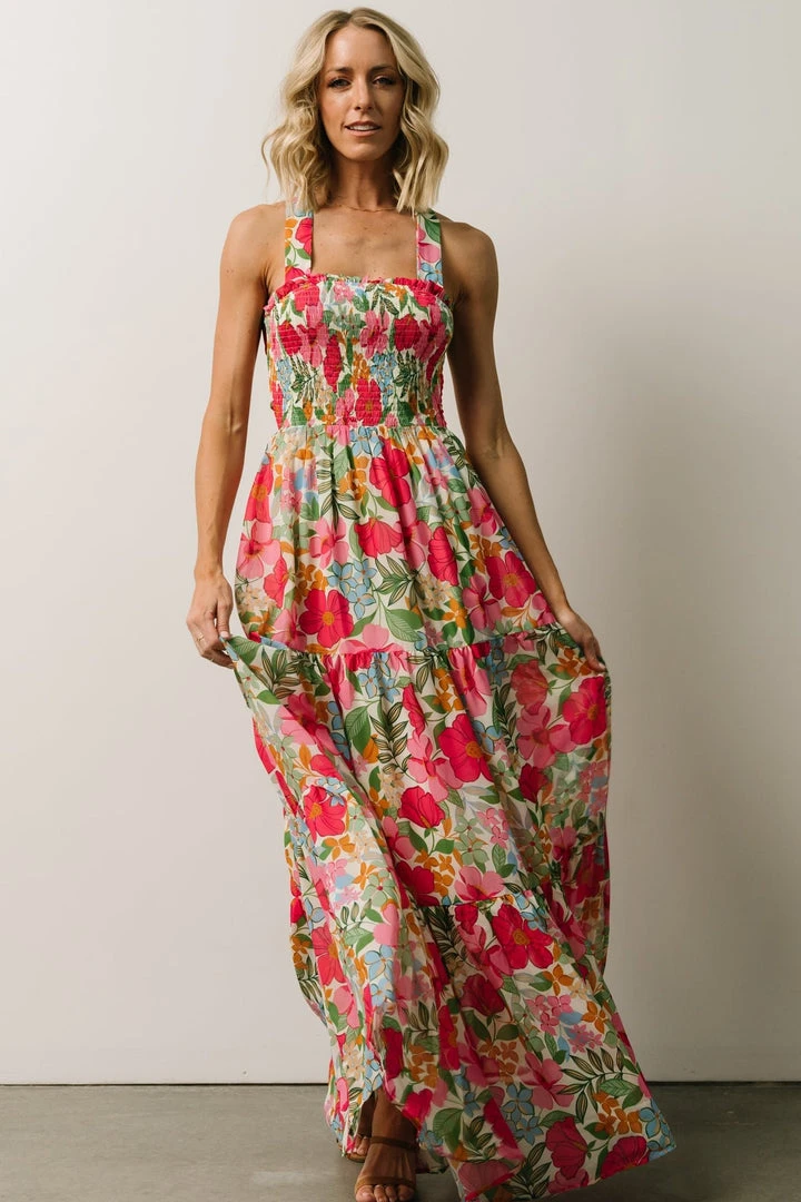 FT Dresses Britt Maxi Dress | Pink + Green Floral Print 5 FT Dresses Britt Maxi Dress | Pink + Green Floral Print