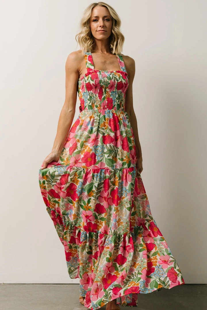 FT Dresses Britt Maxi Dress | Pink + Green Floral Print 1 FT Dresses Britt Maxi Dress | Pink + Green Floral Print