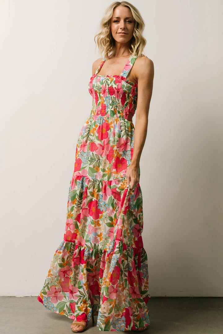 FT Dresses Britt Maxi Dress | Pink + Green Floral Print 6 FT Dresses Britt Maxi Dress | Pink + Green Floral Print