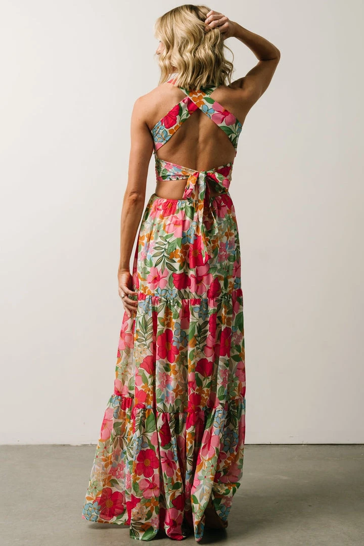 FT Dresses Britt Maxi Dress | Pink + Green Floral Print 2 FT Dresses Britt Maxi Dress | Pink + Green Floral Print