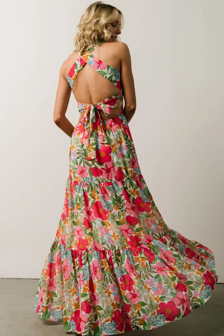 FT Dresses Britt Maxi Dress | Pink + Green Floral Print 8 FT Dresses Britt Maxi Dress | Pink + Green Floral Print