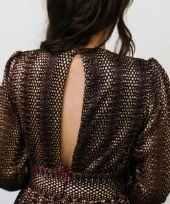 Soi Dresses Bronson Shimmer Gown | Mulberry + Gold