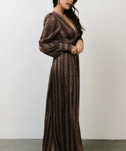 Soi Dresses Bronson Shimmer Gown | Mulberry + Gold