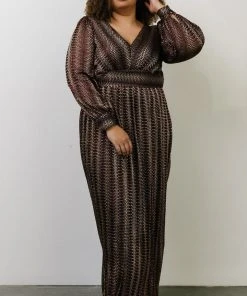 Soi Dresses Bronson Shimmer Gown | Mulberry + Gold