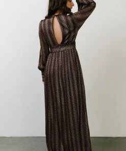 Soi Dresses Bronson Shimmer Gown | Mulberry + Gold