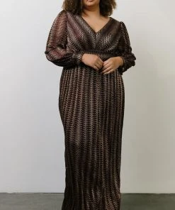 Soi Dresses Bronson Shimmer Gown | Mulberry + Gold