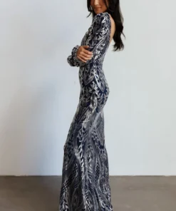 RR Budapest Sequin Gown | Navy + Silver Dresses