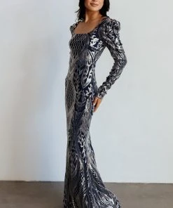 RR Budapest Sequin Gown | Navy + Silver Dresses