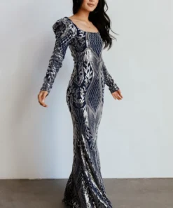 RR Budapest Sequin Gown | Navy + Silver Dresses