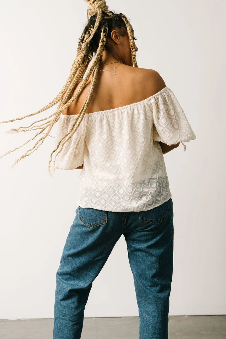 FT Boho Caitlyn Puff Sleeve Sweetheart Top | Ivory 4 FT Boho Caitlyn Puff Sleeve Sweetheart Top | Ivory