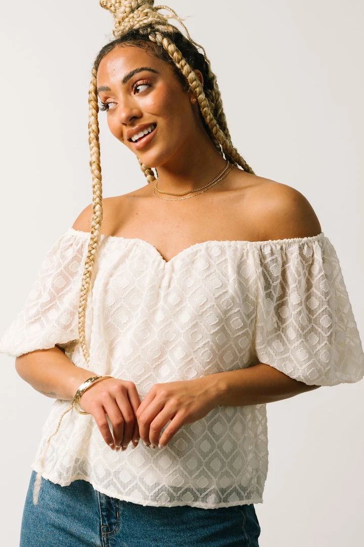 FT Boho Caitlyn Puff Sleeve Sweetheart Top | Ivory 1 FT Boho Caitlyn Puff Sleeve Sweetheart Top | Ivory