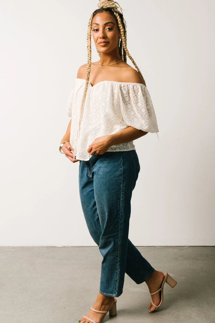 FT Boho Caitlyn Puff Sleeve Sweetheart Top | Ivory 3 FT Boho Caitlyn Puff Sleeve Sweetheart Top | Ivory