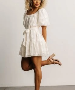 FT Calista Short Dress | Cream Print Dresses