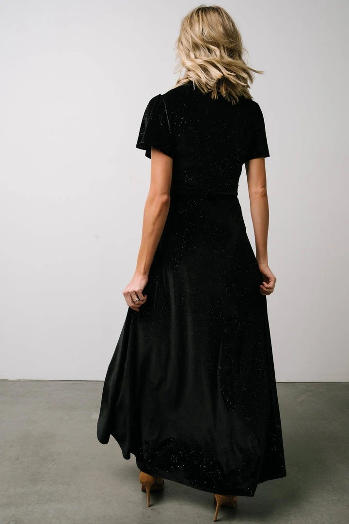 BB Custom Calvin Sparkle Velvet Wrap Dress | Black Dresses BB Custom Calvin Sparkle Velvet Wrap Dress | Black Dresses