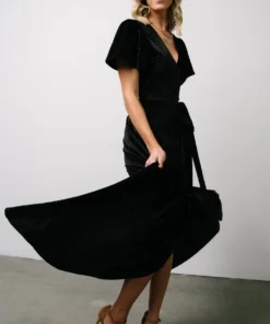 BB Custom Calvin Sparkle Velvet Wrap Dress | Black Dresses 3 BB Custom Calvin Sparkle Velvet Wrap Dress | Black Dresses