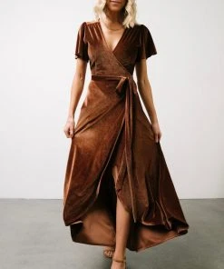 BB Custom Dresses Calvin Sparkle Velvet Wrap Dress | Bronze
