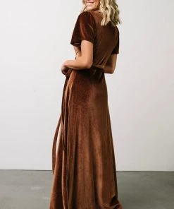 BB Custom Dresses Calvin Sparkle Velvet Wrap Dress | Bronze 12 BB Custom Dresses Calvin Sparkle Velvet Wrap Dress | Bronze