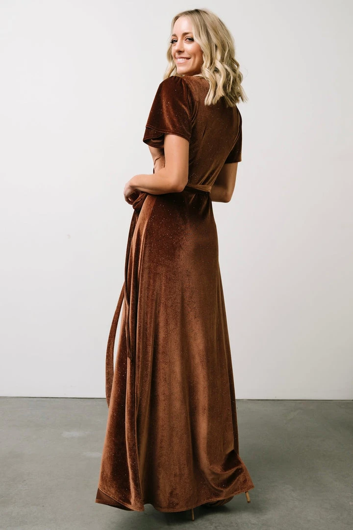BB Custom Dresses Calvin Sparkle Velvet Wrap Dress | Bronze 6 BB Custom Dresses Calvin Sparkle Velvet Wrap Dress | Bronze