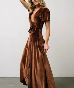 BB Custom Dresses Calvin Sparkle Velvet Wrap Dress | Bronze 9 BB Custom Dresses Calvin Sparkle Velvet Wrap Dress | Bronze
