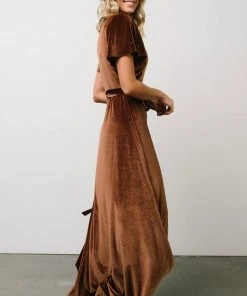 BB Custom Dresses Calvin Sparkle Velvet Wrap Dress | Bronze 10 BB Custom Dresses Calvin Sparkle Velvet Wrap Dress | Bronze