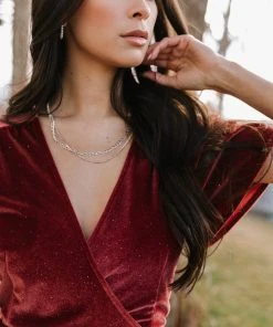 BB Custom Dresses Calvin Sparkle Velvet Wrap Dress | Dusty Clay