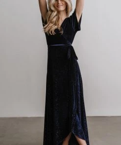 BB Custom Calvin Sparkle Velvet Wrap Dress | Navy 15 BB Custom Calvin Sparkle Velvet Wrap Dress | Navy