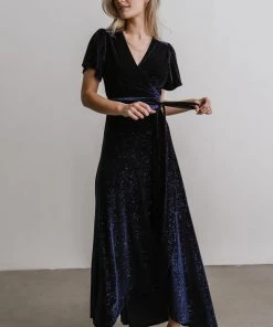 BB Custom Calvin Sparkle Velvet Wrap Dress | Navy 14 BB Custom Calvin Sparkle Velvet Wrap Dress | Navy