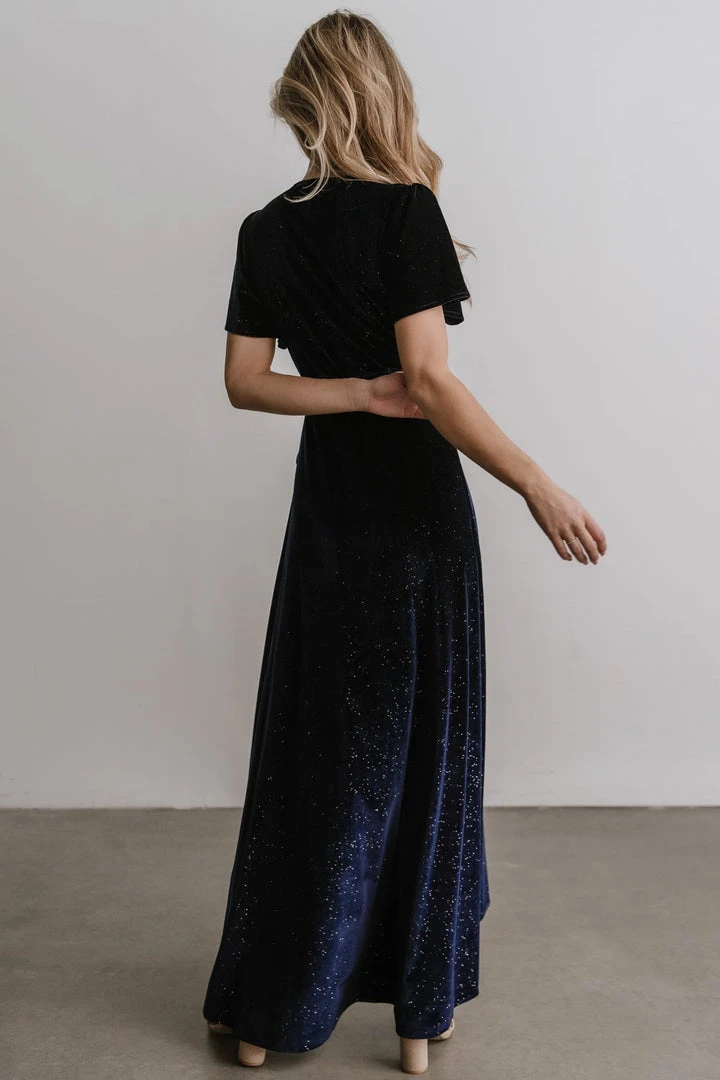 BB Custom Calvin Sparkle Velvet Wrap Dress | Navy 5 BB Custom Calvin Sparkle Velvet Wrap Dress | Navy