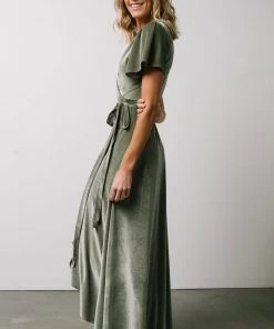 BB Custom Dresses Calvin Sparkle Velvet Wrap Dress | Sage 18 BB Custom Dresses Calvin Sparkle Velvet Wrap Dress | Sage