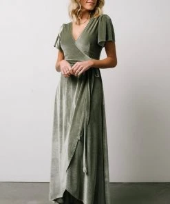 BB Custom Dresses Calvin Sparkle Velvet Wrap Dress | Sage 14 BB Custom Dresses Calvin Sparkle Velvet Wrap Dress | Sage