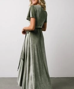 BB Custom Dresses Calvin Sparkle Velvet Wrap Dress | Sage 16 BB Custom Dresses Calvin Sparkle Velvet Wrap Dress | Sage