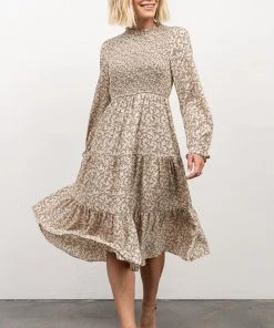 HAY Dresses Cambri Smocked Midi Dress | Beige Floral