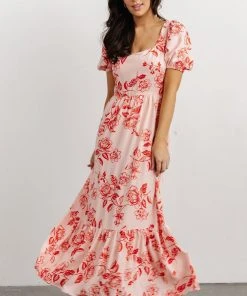 SL Candice Sweetheart Dress | Pink + Red Floral Dresses