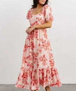 SL Candice Sweetheart Dress | Pink + Red Floral Dresses