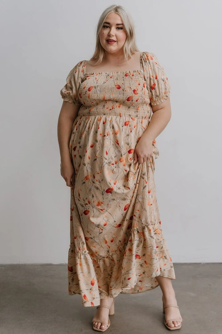 BB Custom Dresses Capri Smocked Maxi Dress | Golden Print 3 BB Custom Dresses Capri Smocked Maxi Dress | Golden Print