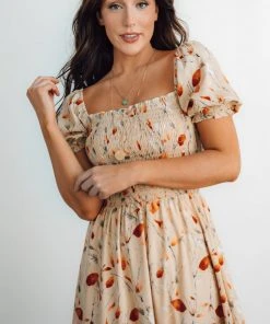 BB Custom Dresses Capri Smocked Maxi Dress | Golden Print