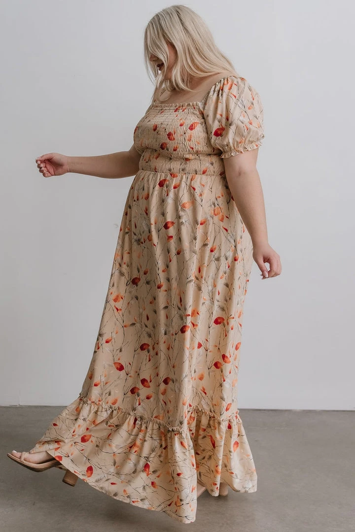 BB Custom Dresses Capri Smocked Maxi Dress | Golden Print 4 BB Custom Dresses Capri Smocked Maxi Dress | Golden Print