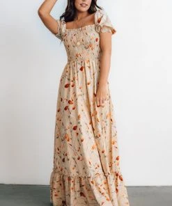 BB Custom Dresses Capri Smocked Maxi Dress | Golden Print 17 BB Custom Dresses Capri Smocked Maxi Dress | Golden Print