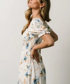 BB Custom Capri Smocked Maxi Dress | White Multi Print